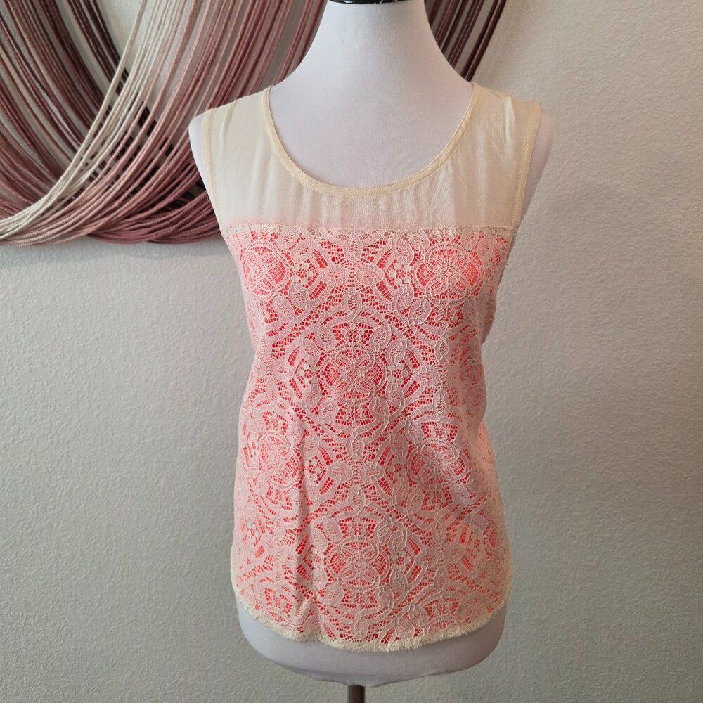 Marc By Marc Jacobs Cream and Coral Lace Tank Top